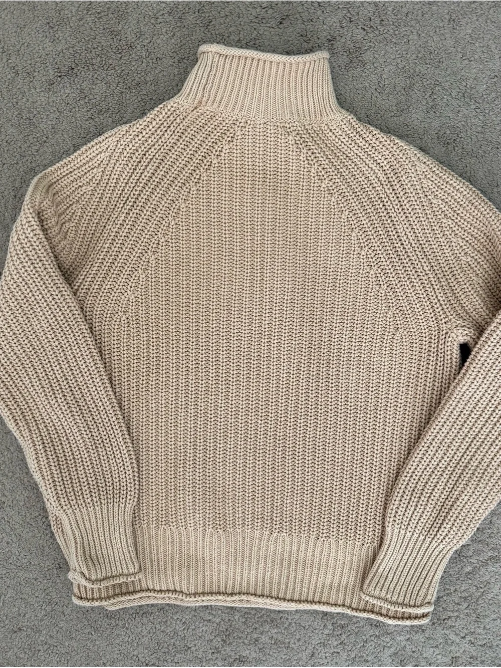 J. Crew Relaxed Rollneck Sweater Sandy Beach Tan Size Small 100% Cotton